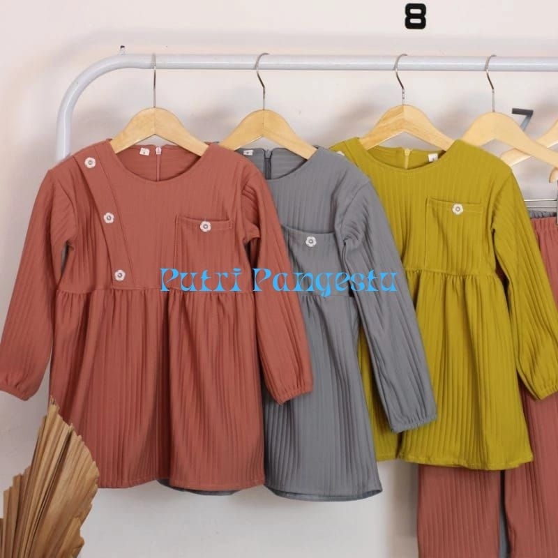 One set anak perempuan bahan knit hornet maxline // setelan anak perempuan 3-4 tahun 5-6 tahun 7-9 tahun // setelan anak terbaru // one set anak