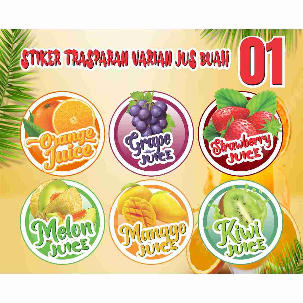 

100 PCS STIKER MINUMAN JUICE BUAH BULAT