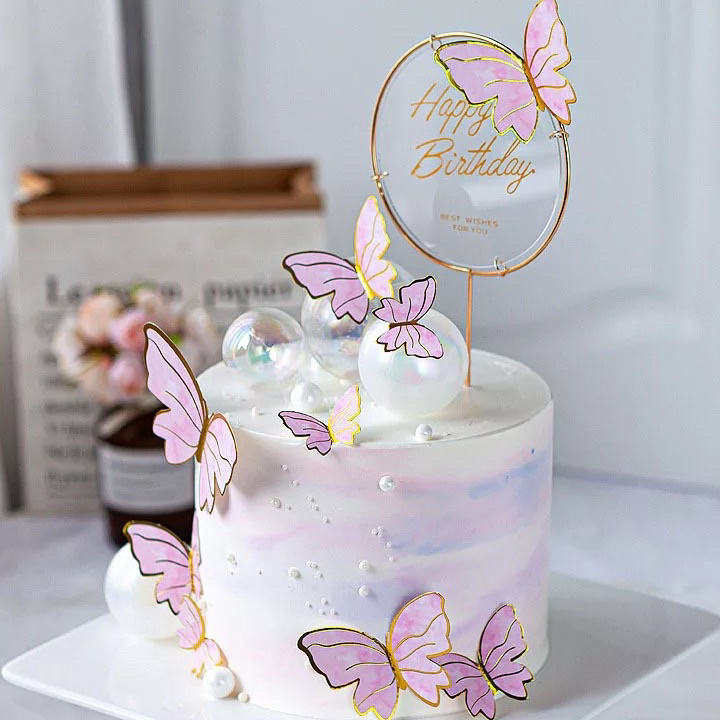 

Diskon 10 potong topper kupu-kupu 3D / butterfly hiasan dekorasi kue