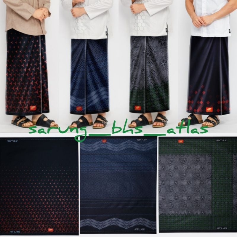 SARUNG ATLAS INFINITY KEMBANG HITAM PUTIH MERAH BIRU HIJAU UNGU COKLAT