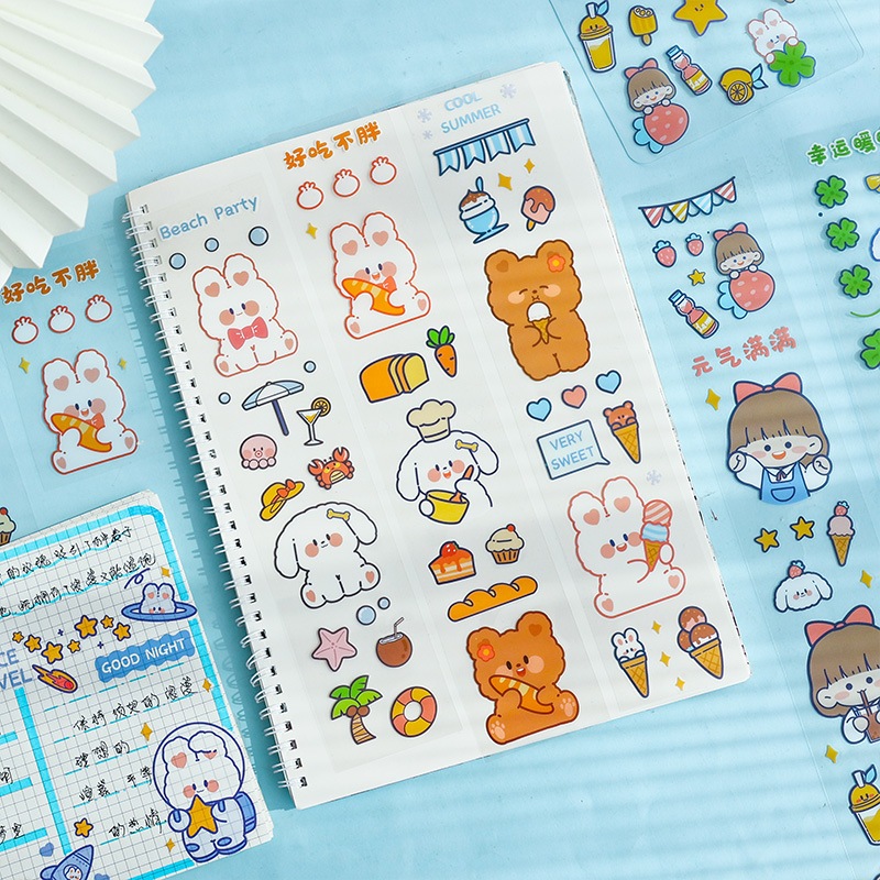 

[1 Lembar] Sticker Deco Stiker Dekorasi PVC untuk Scrapbook Photocard - BEAR BUNNY DOG