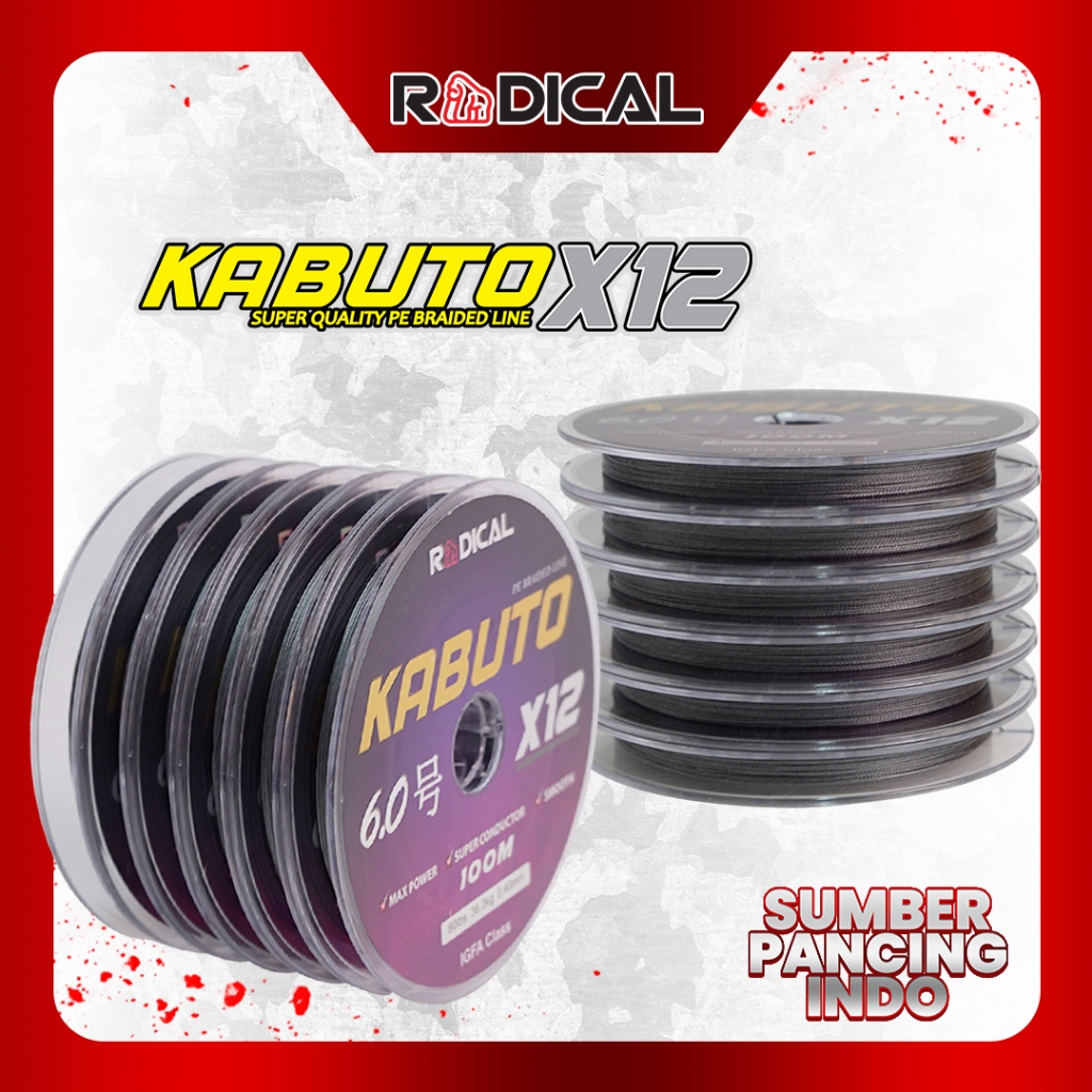 RADICAL Senar Pancing PE KABUTO X12 100M Grey Tali Pancing PE Connecting Untuk Jigging dan Casting