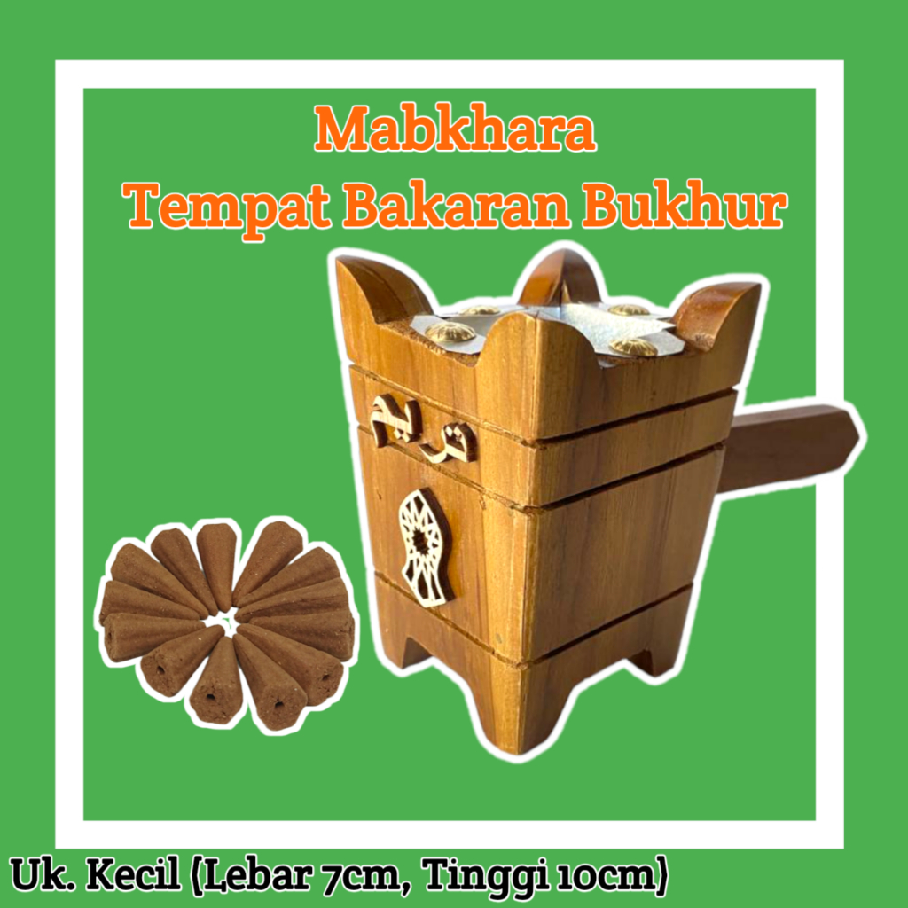 Prapen Kayu Ukuran Mini / Tempat Pembakaran Bukhur Mabkhara / Mabkhara Logo Tarim / Mabkharah Arab S