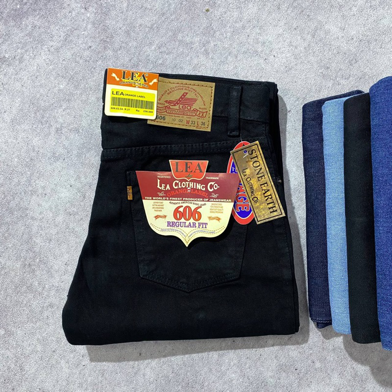 CELANA JEANS PANJANG PRIA STANDART REGULER HITAM PEKAT LEA 606 ORIGINAL