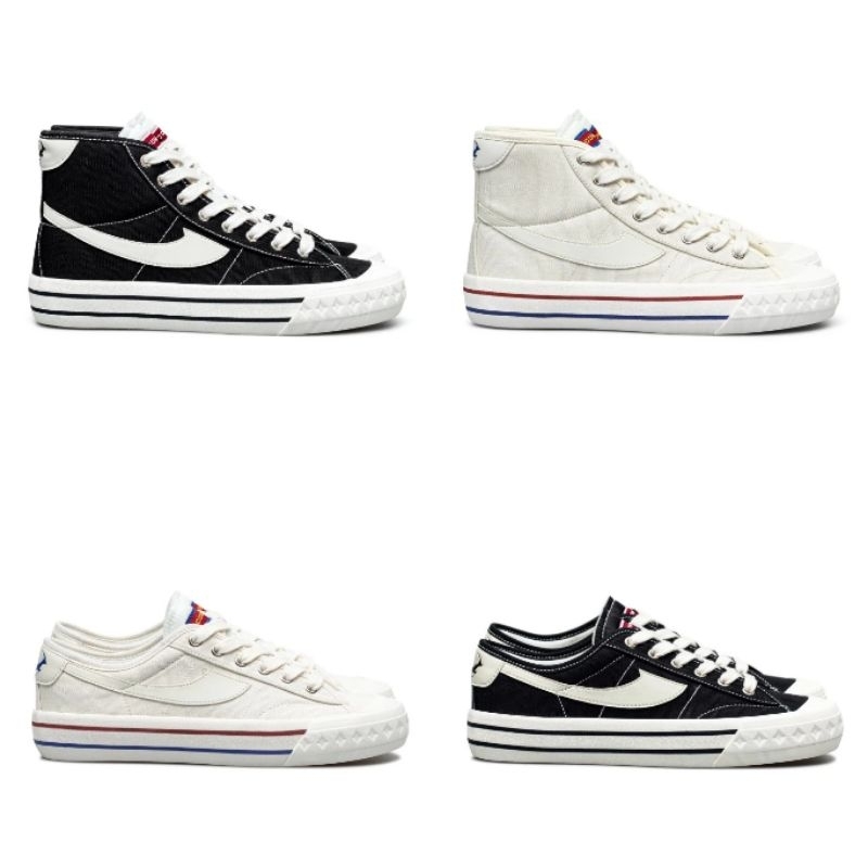 [ORIGINAL 100%] Sepatu Compass Retrograde High Low Black White / Cream Sepatu Sneakers Pria