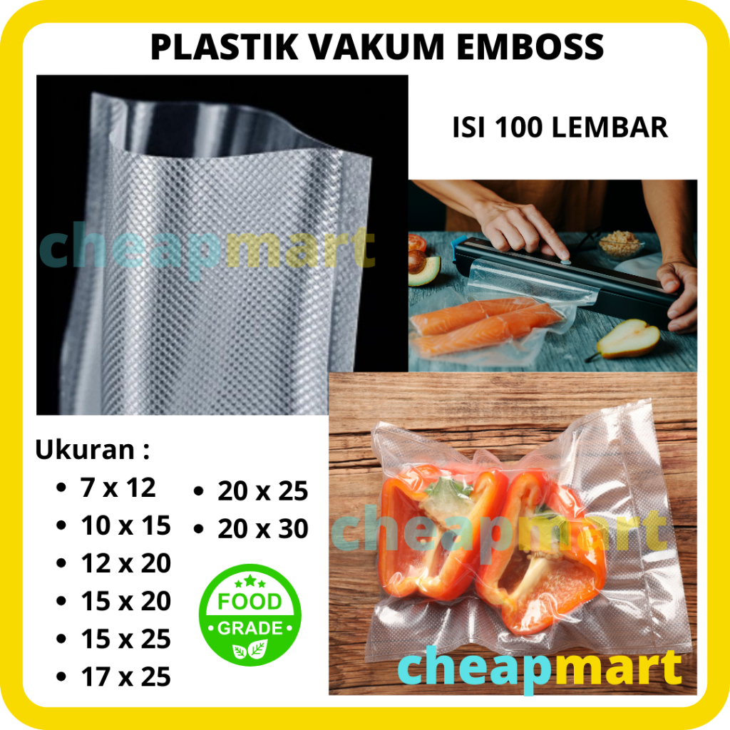 [100-Lbr] 15x25 {100-Lbr} Plastik VAKUM Makanan Embos / Plastik VACUM VACUUM BAG EMBOSSED