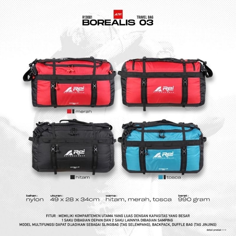 TRAVEL BAG BOREALIS 03 AREI OUTDOORGEAR | TAS PAKAIAN REI BOREALIS 03