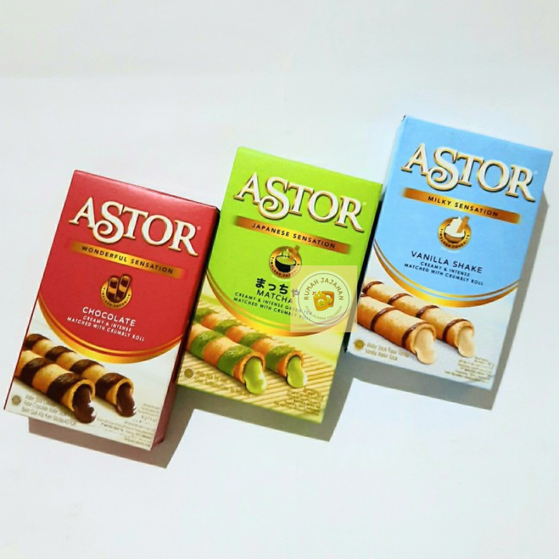 

Astor Wafer Stick Chocolate Stick Varian Coklat Creamy Wafer / Matcha / Vanilla Shake