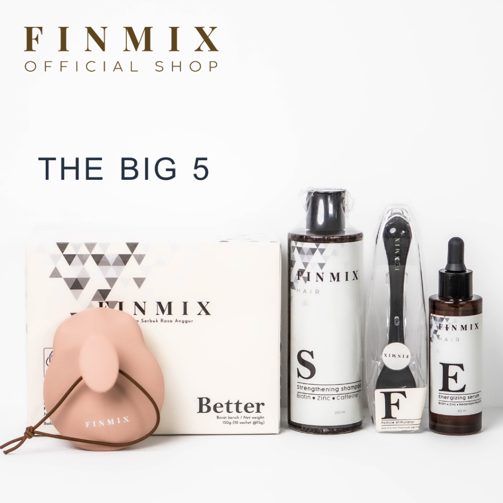 BIG 5 | Finmix Hair Serum, Dermaroller, Shampoo, Better dan Massager [Bundling]