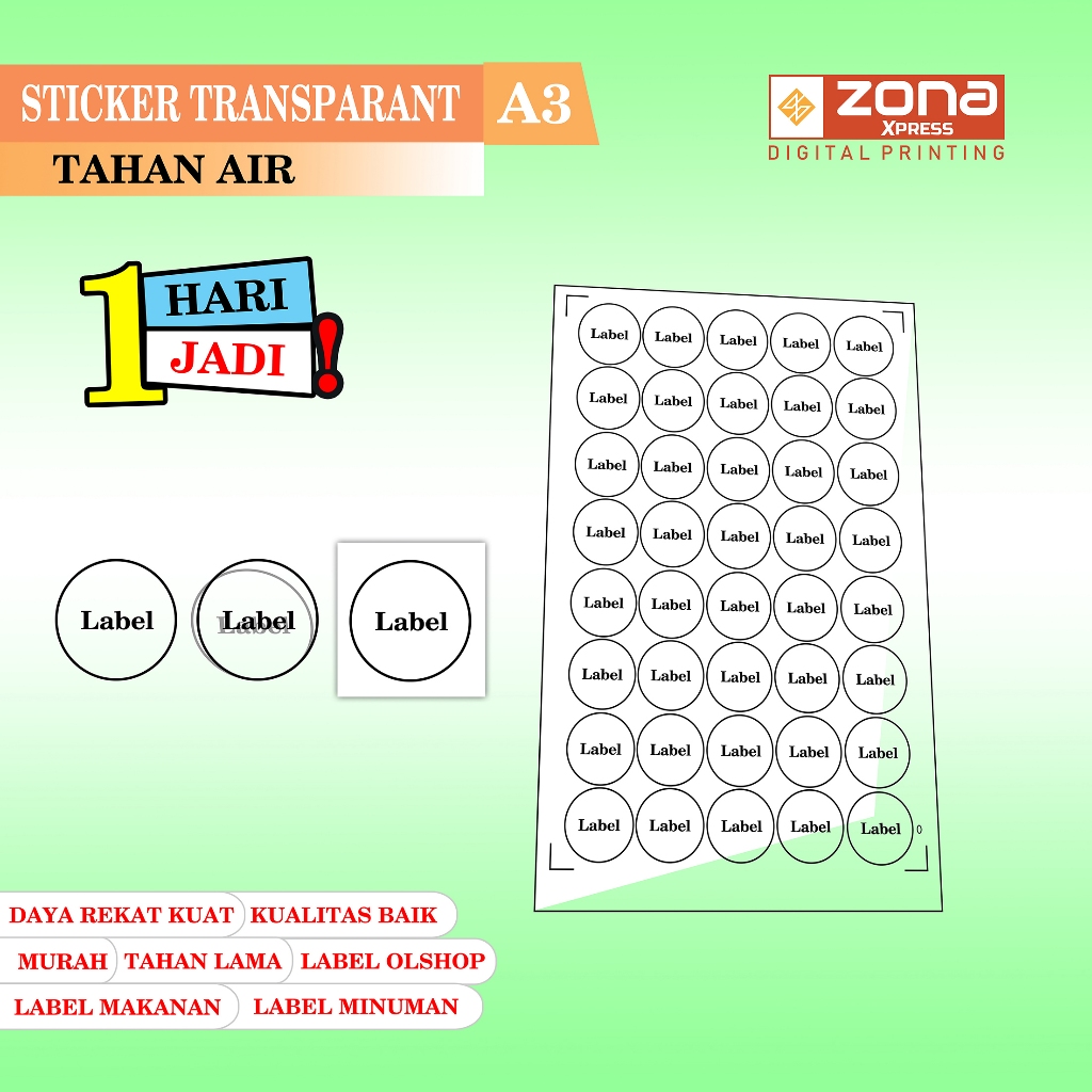 

STICKER LABEL A3 TRANSPARANT