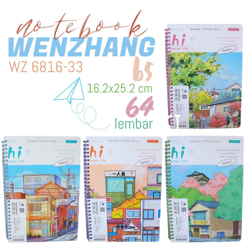 

NOTES SPIRAL B5 WENZHANG WZ-6816-33 | SWEET LITTLE DAY | BUKU CATATAN BERGARIS | 64 LEMBAR