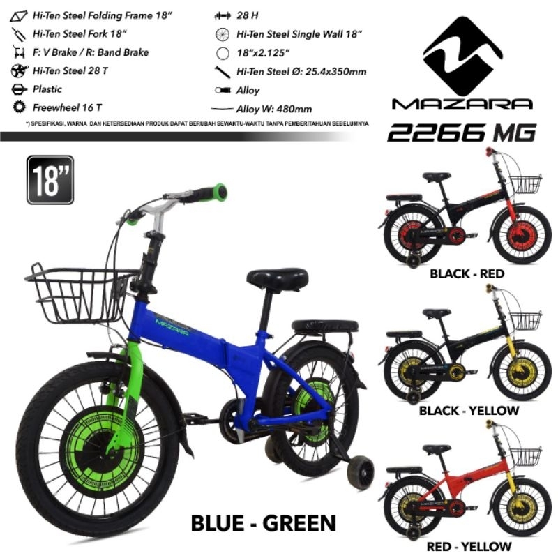 Sepeda Lipat Anak 16 18 Inch MAZARA 2266 MG READY Pontianak