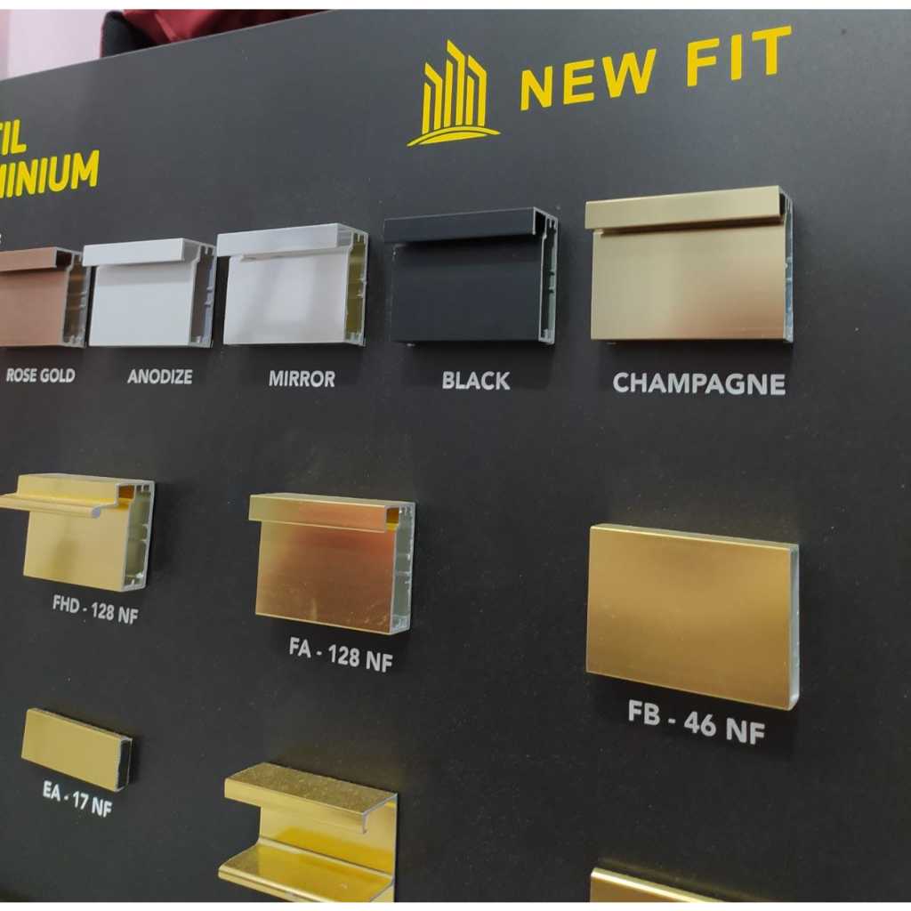 NEW FIT LIST NEW FIT ALUMINIUM PROFILE FA128 BLACK DOFF FA 128 CHAMPANGE FRAME KACA EDGING ALUMINIUM