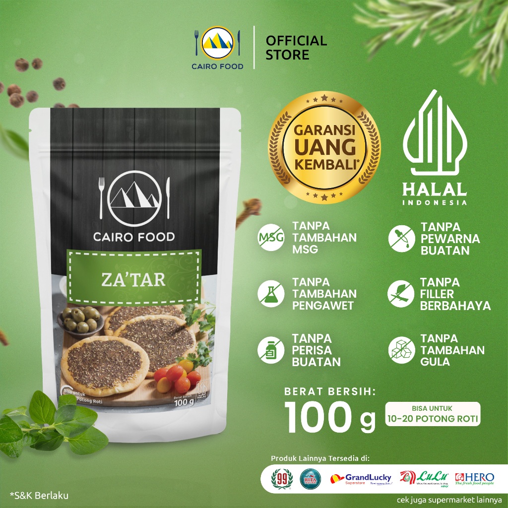 

Bumbu Zatar Sehat – Tanpa MSG, 100% Rempah Murni | Cairo Food - 100 Gram