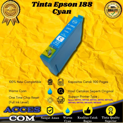 Cartridge Tinta Compatible Epson T188 188 Cyan WF7711 WF7611 WF7610