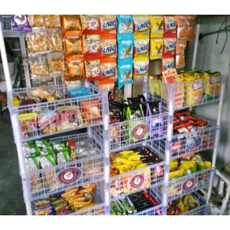 RAK WARUNG SUSUN SERBAGUNA RAK JAJANAN CIKI KOPI KERANJANG SUSUN