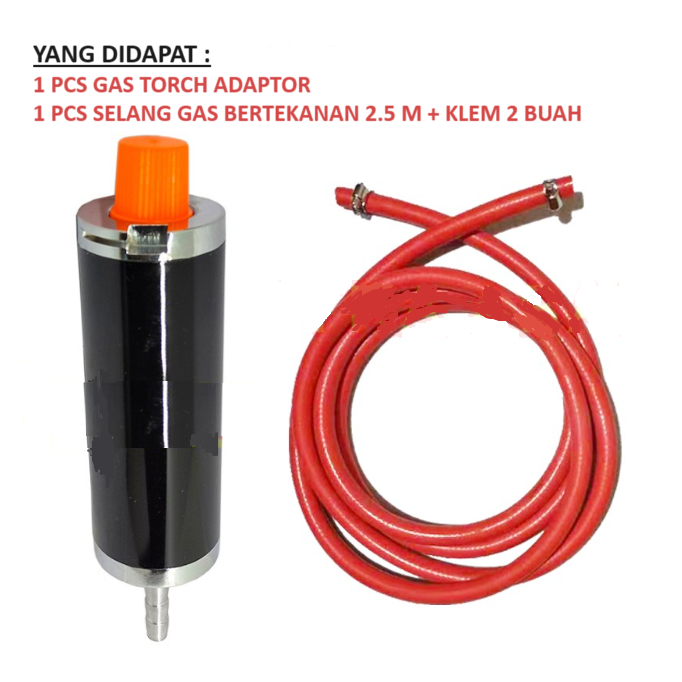 Gas Torch Adaptor Kepala Gas Pemantik Selang Gas Bertekanan 2.5 M SET
