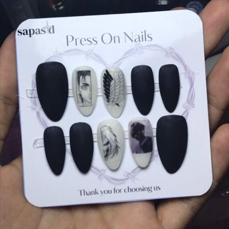 sapastd | Attack On Titan press on nails 10pcs Handmade free lem cair lem gel kikir stik kutikula ku