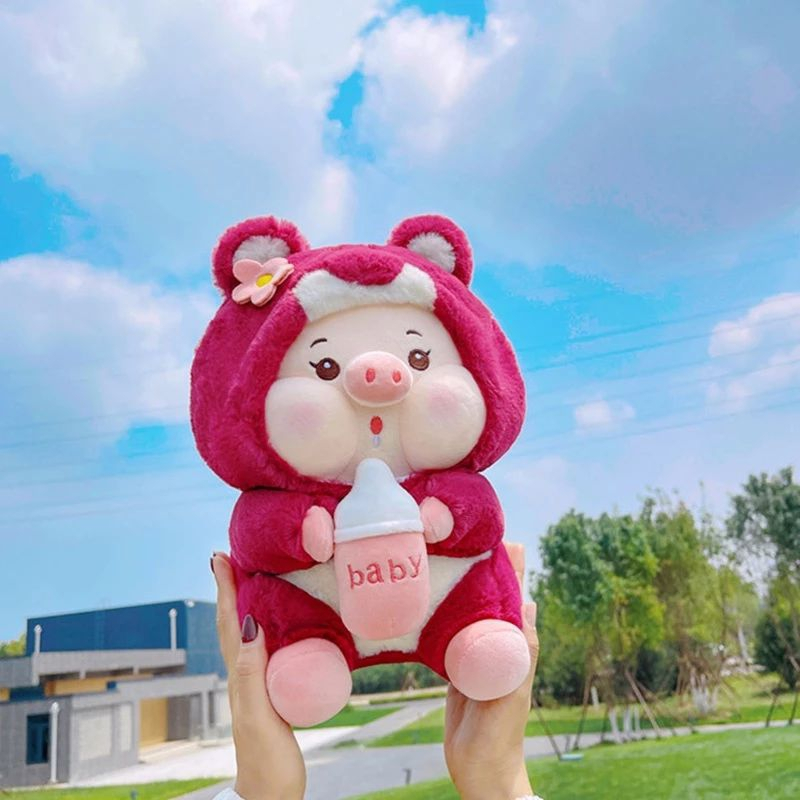 Boneka Pig Dot Hoodie Ukuran 40cm bahan Plush Import Halus dan Lembut Hadiah Ulang Tahun Anak