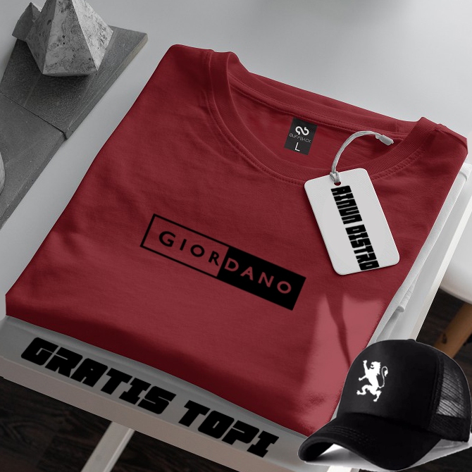 Bonus Topi . Kaos Pendek Gior Blok Text Hitam / Terkeren  Baju Lengan Pendek Premium Quality >Af_Fas