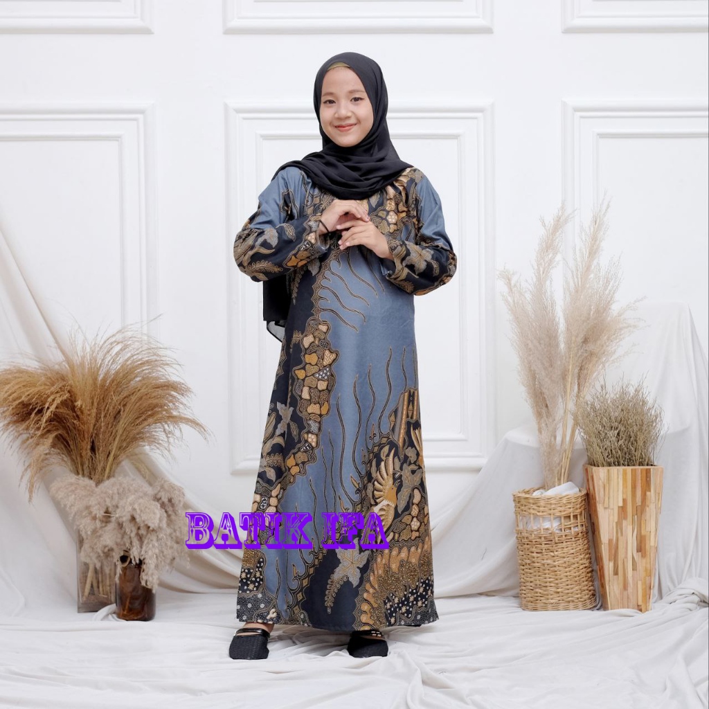 Baju Batik Anak Perempuan Usia 2-12 Tahun - Dress Anak - Gamis Batik Anak - BATIK IFA