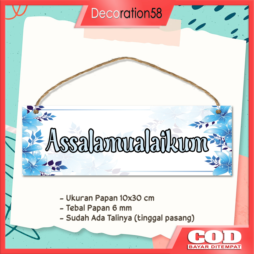 Hiasan Pajangan Digding Gantungan Pintu Rumah Kata Kata Motivasi Shabby Tulisan Assalamualaikum / Bi