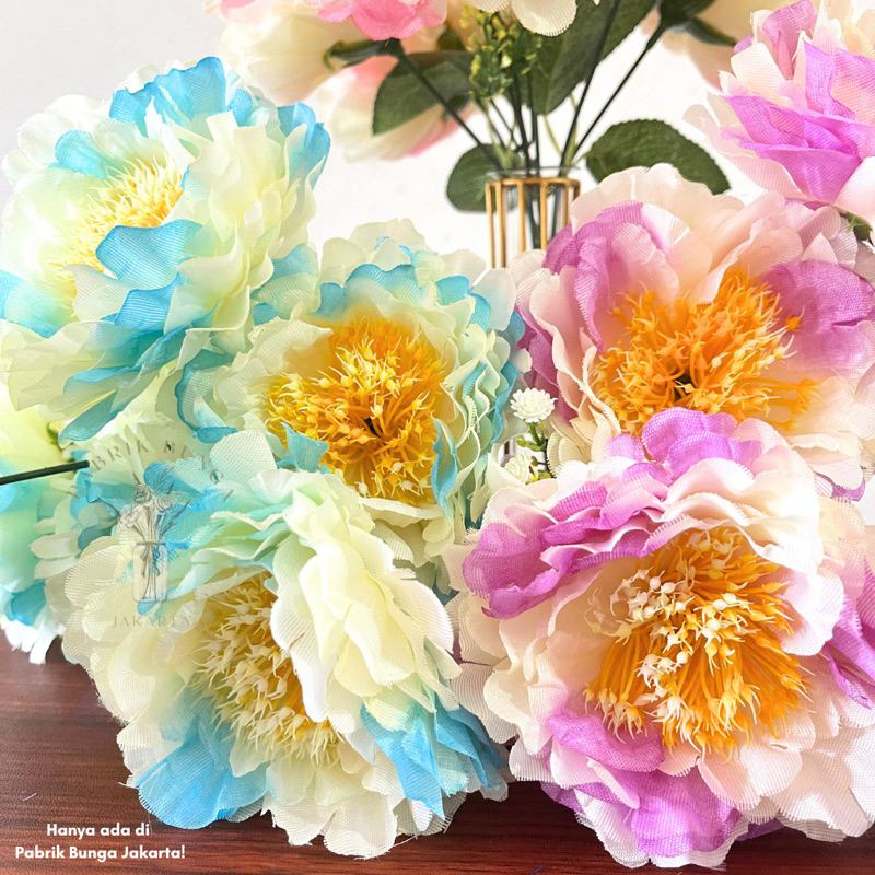 ✅COD (6 Tangkai) Bunga Peony Jepang Jumbo 11cm/ Bunga Paeonia Jumbo Artificial / Bunga Autumn Premium Import Dekorasi