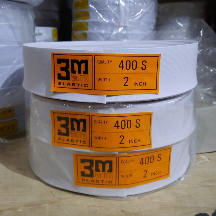 ELASTIS 3M / BAHAN ELASTIC 3M / KARET ELASTIS 3M 2 INCH 5CM PUTIH