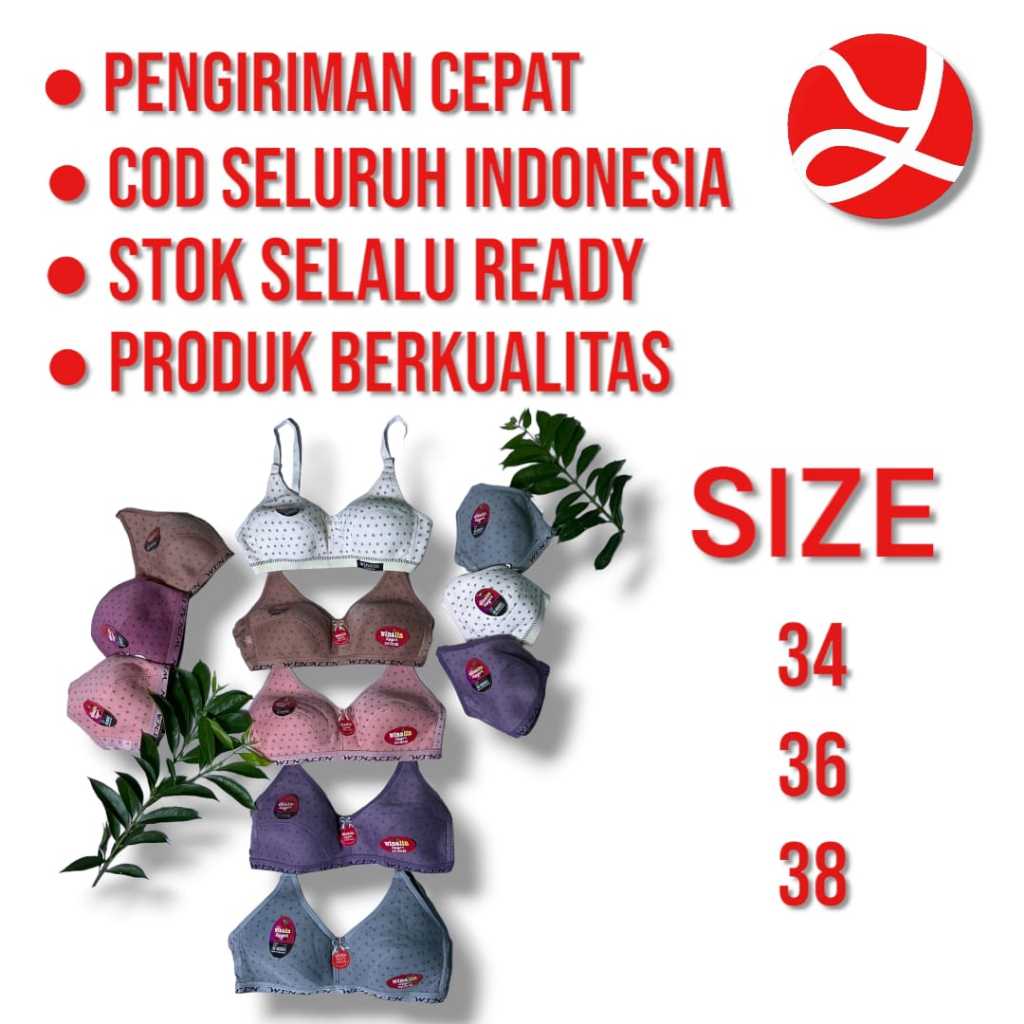 BH Sport Remaja Dewasa Bra Busa Tanpa Kawat Motif Polkadot BH WINALIN