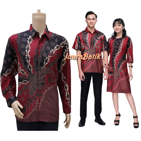 COUPLE MERAH DRESS BATIK COUPLE DRESS MERAH SERAGAM DRESS BATIK MERAH SARIMBIT DRESS MERAH BAJU PEST