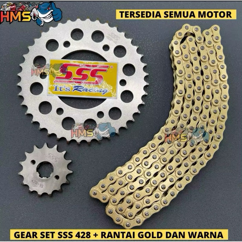 Gir Set SSS Ninja RR Ninja R Rantai Gold 428 415 - Gear Set Sss Ninja RR Ninja R Rantai Gold