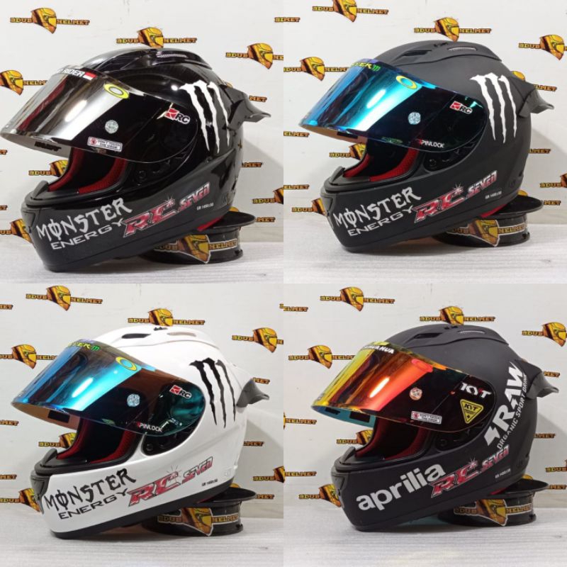 Helm full face Kyt rc7 polos black glossy paket ganteng LEOPARD/REDBULL visor flat iridium 100%ORI