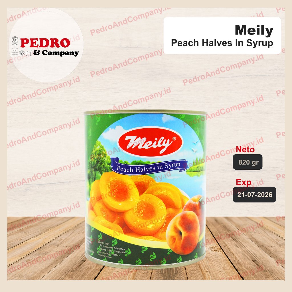 

Meily peach halves in syrup 820 gram - buah peach dalam sirup