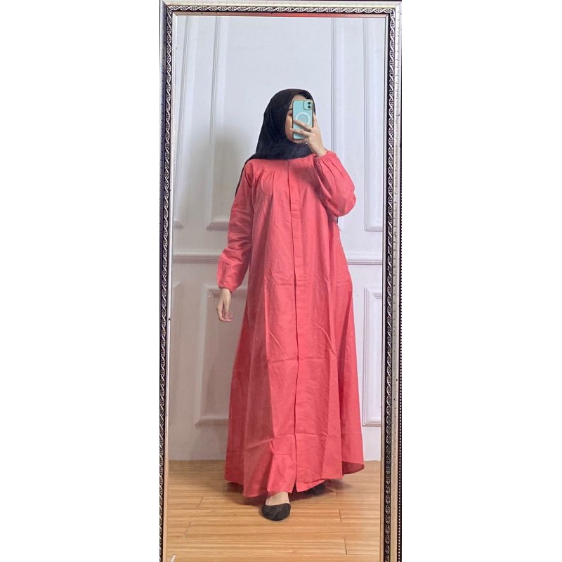 Baju Gamis Silang Polos Katun Linen Rami Premium Ukuran Jumbo LD 120cm