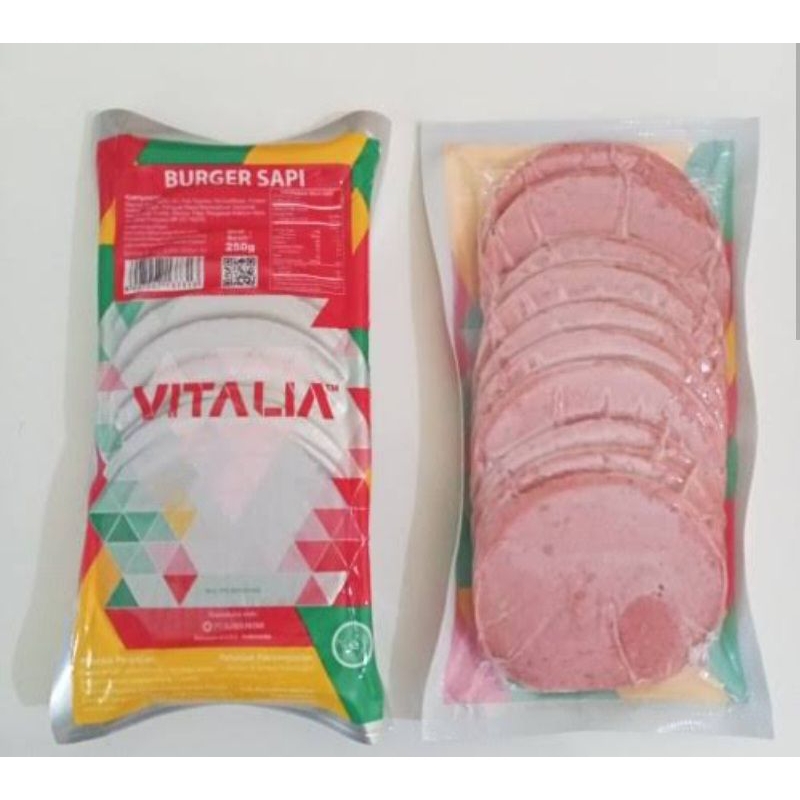 

Vitalia Beef Burger 250gr Vitalia Beef Burger 250gr Isi 10pcs