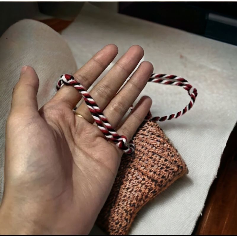 TERBARU GELANG TRIDATU ASLI BALI TALI SERUT WARNA TELON MERAH HITAM PUTIH UKURAN 2MM MODEL EMAS