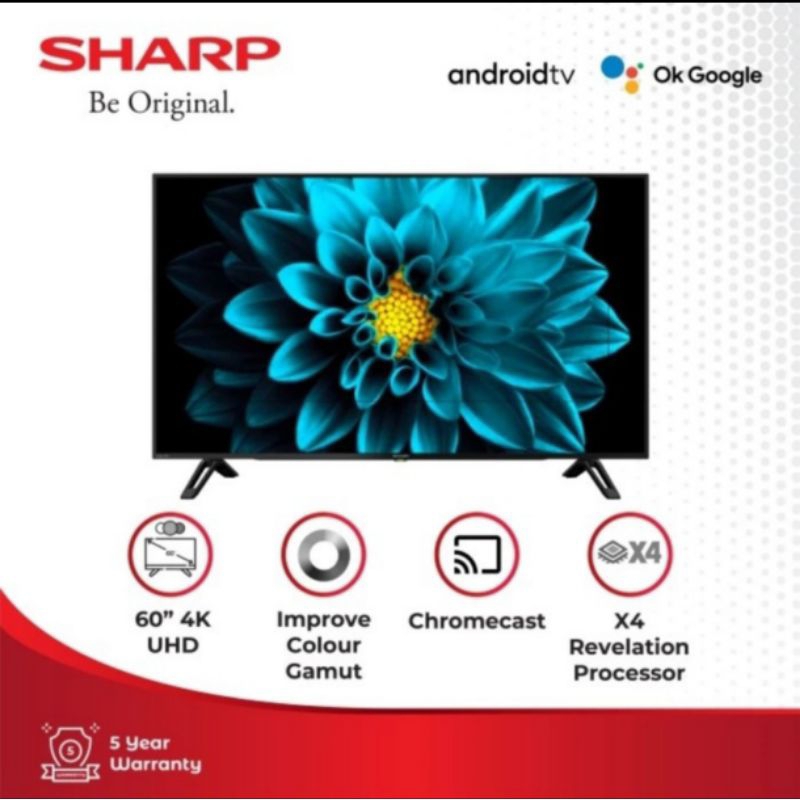 Sharp Android TV Smart TV 60 inch 4K UHD 4T-C60DK1X C60DK1X