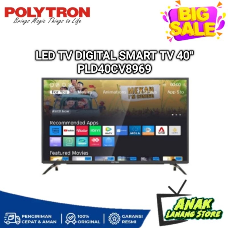 POLYTRON LED TV 40 INCH PLD40CV8969 SMART TV DIGITAL GARANSI RESMI POLYTRON