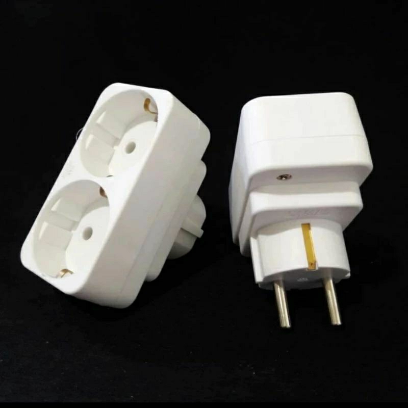 Steker T Multi + Stop Kontak 2 Lubang Putih