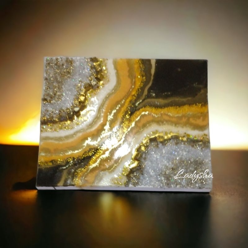 Geode resin art || Gold resin geode || Resin canvas art || Wall art