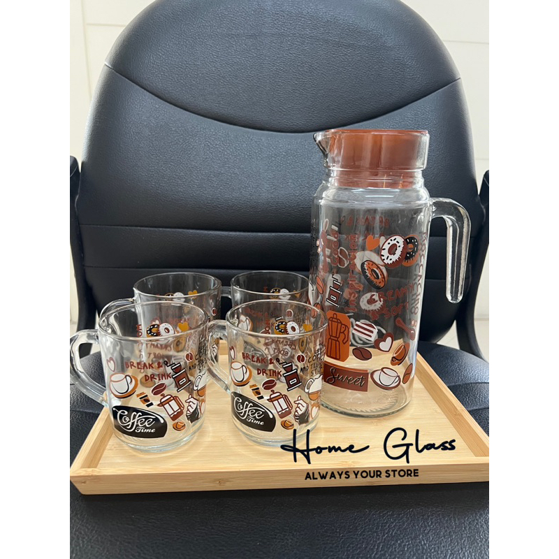 Drink set coffee time/ Drink set 5 pc/ juice set 5 pc / teko set 5 pc / drink set modern/ drink set 