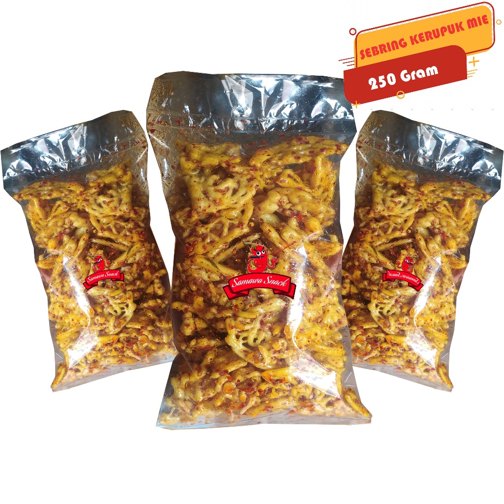 

Sebring kerupuk mie enak gurih extra pedas raraukan di mulut