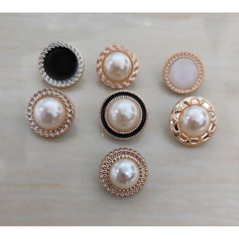 12 pcs Kancing Jamur mutiara timbul ukuran besar 2 Cm