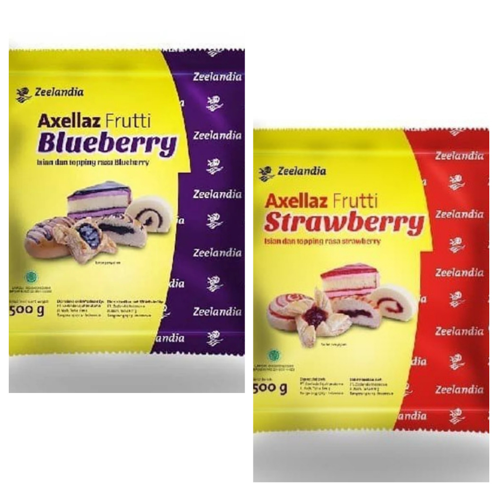 

Zeelandia Axellaz Fruitti Halal 500g / 500 gram Bahan Isian Olesan Selai Roti Dan Topping Dekorasi Hiasan Penghias Kue Cake Mix Decoration Bread Spread Filling Varian Rasa Strawberry Flavor Stroberi / Blueberry Flavour Bluberi Blueberi Ready Pekanbaru COD