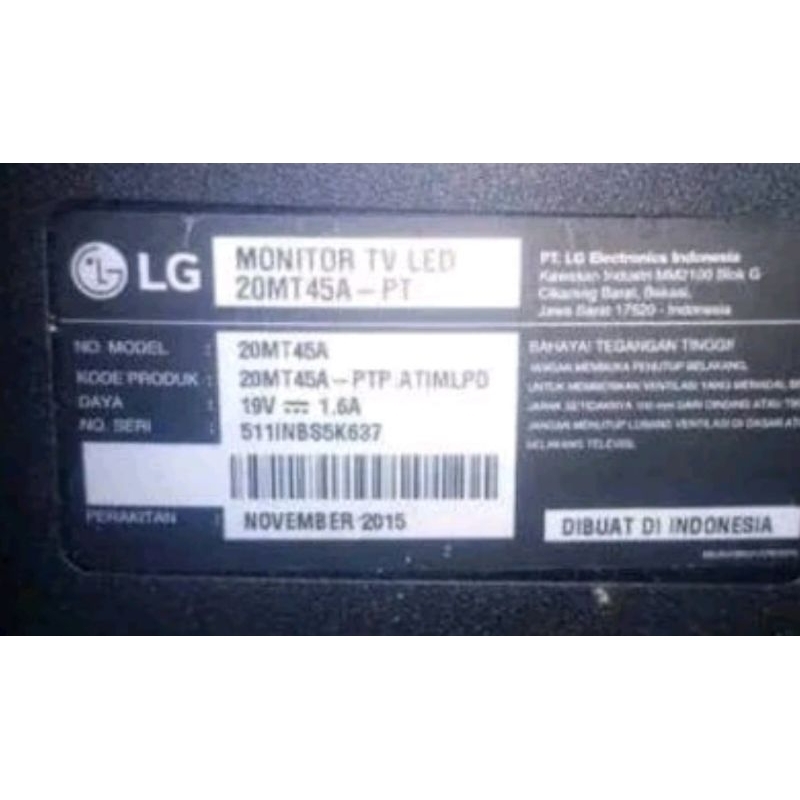 sparpate onderdil mb tivi LED LG type 20MT45 mainboard menboard matherboard Mobo modul motherboard m