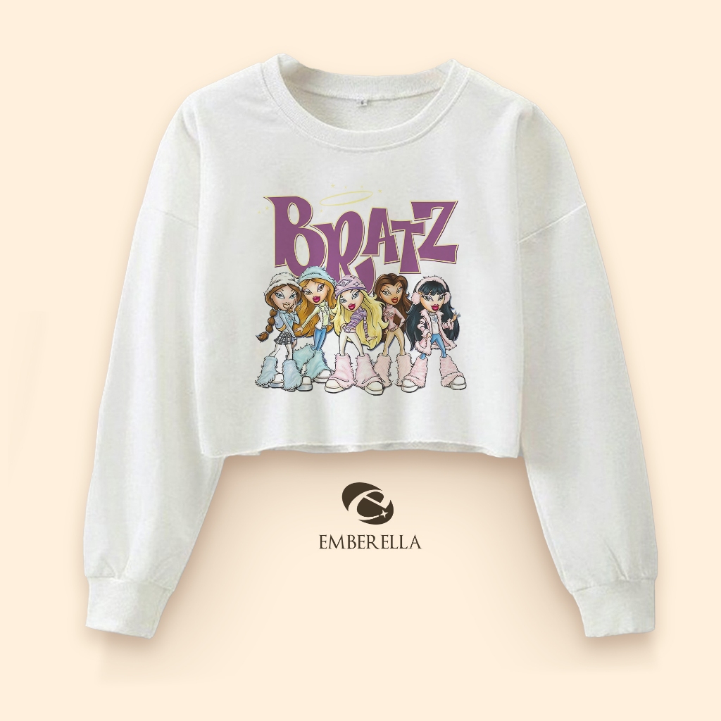 Bratz Winter Wonderland Sweater Crop Y2k Crewneck Unfinished