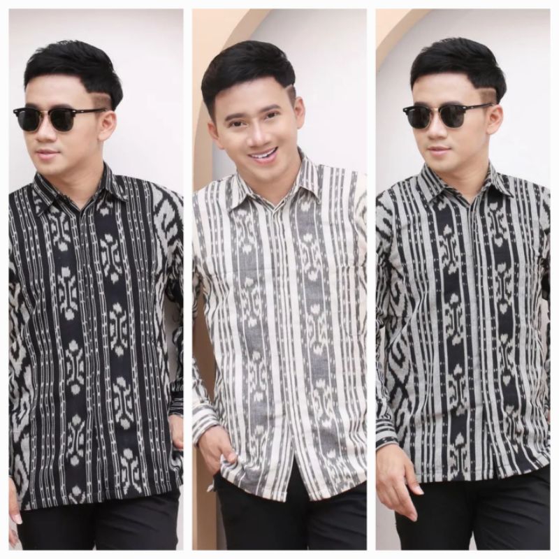 (READY STOK) KEMEJA TENUN TORAJA HITAM - TORAJA PUTIH - TORAJA ABU