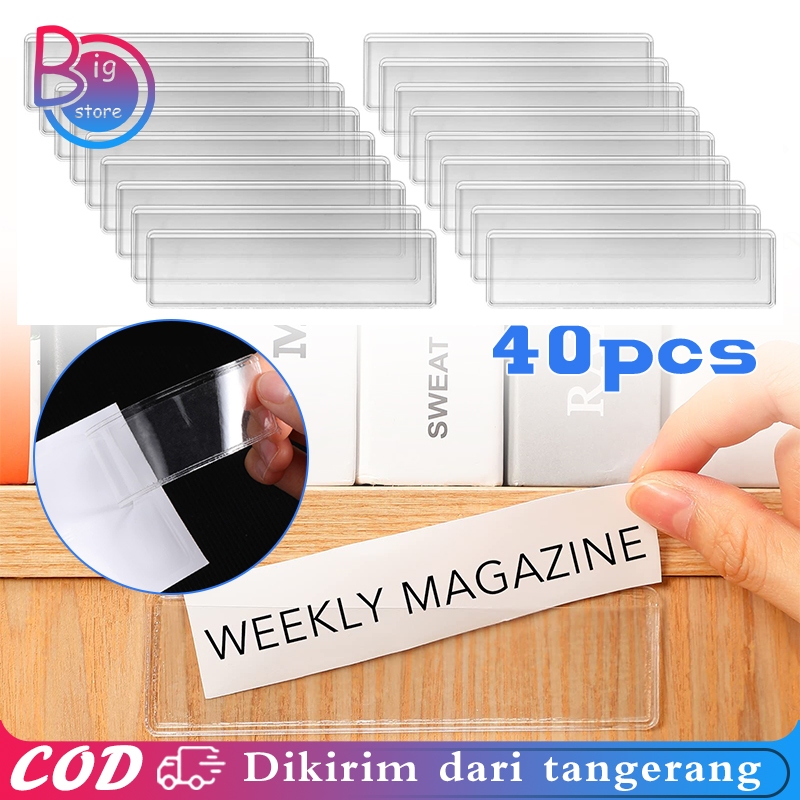 

40pcs 11x3cm Tag Label Holder Self-Adhesive Label Display Harga Price Tag Transparan Name Label