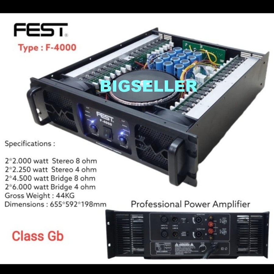 Power amplifier fest f4000 f 4000 class GB 2x2000 watt ori