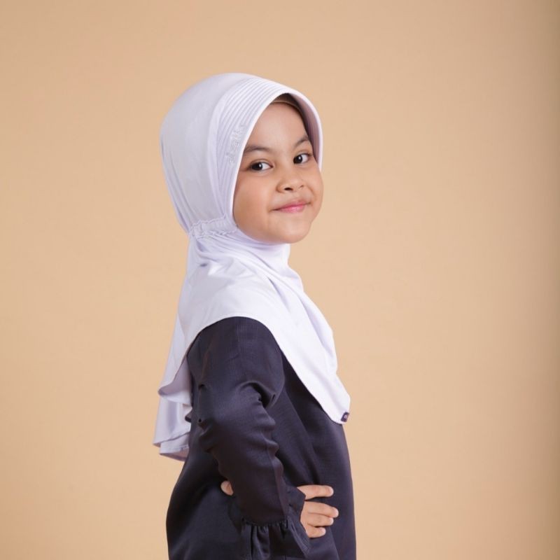 Bergo Elzatta Anak Sekolah Putih Hitam Zaria Sahara Kids
